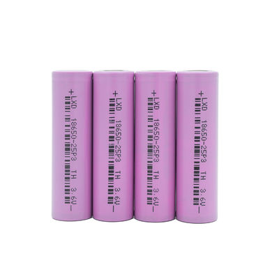 গুণ  3C Max 3.6v 2500mah 18650 Lithium Ion Battery Lithium Cylindrical Cells কারখানা